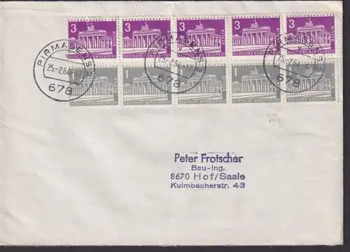 Berlin Brief MIF 140 231 Stadtbilder je als 5er Streifen Prmasens n. Hof Saale