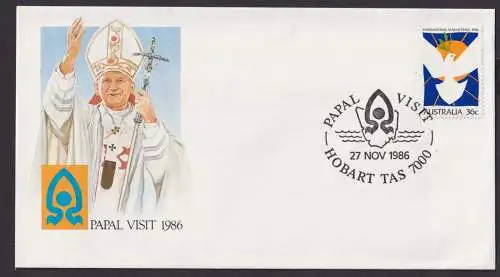 Australien Brief Pabst Besuch 1986 Glaube Religion Kirche Hobart Tas Tasmanien