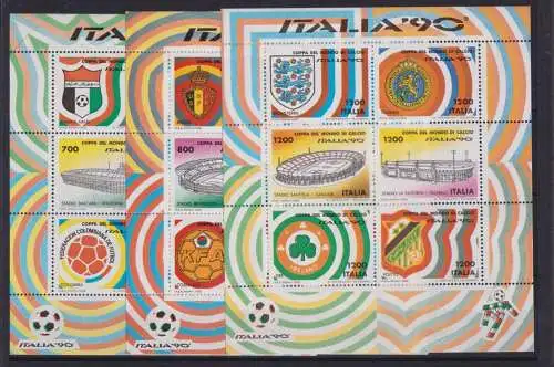 Sport Fußball Weltmeisterschaft Italien Set 6 Blöcke 3-8 Luxus postfrisch 1990