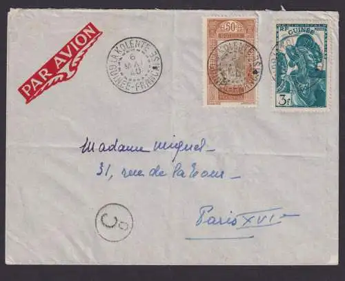 Frankreich Franz. Guinea Brief MIF 3 Fr 50c Kolente Kolenté Paris 6.5.1940