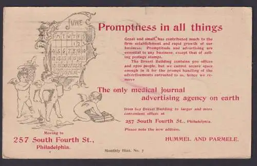 Philadelphia USA Privatganzsache Hummel and Parmele New York City Medizin