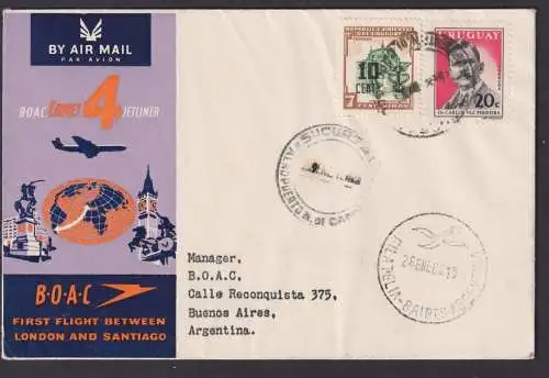 Flugpost Brief Air Mail Uruguay B.O.A.C. Comet 4 Jetleiner Erstflug London