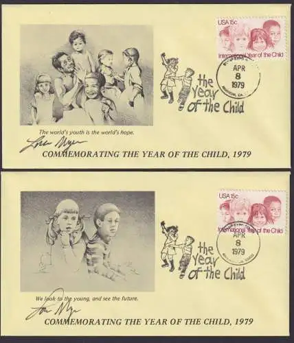 USA Jahr des Kindes zwei Briefe mit Motiv Kinder 8.4.1979