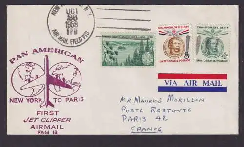 Flugpost Brief Air Mail Pan America Erstflug Jet Clipper New York Paris
