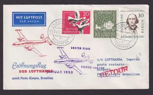 Flugpost Air Mail Bund Berlin Lufthana attr. Brief Porto Alegre Brasilien