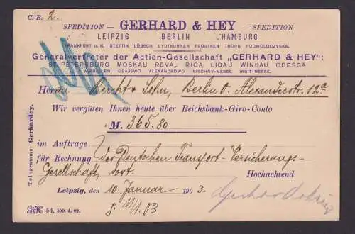 Deutsches Reich Leipzig Flaggenstempel Posthorn Berlin Reklame Gerhard & Hey