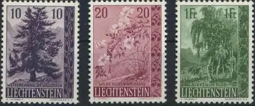 Liechtenstein 357-359 Bäume Sträucher Ausgabe 1957 tadellos postfrisch Kat 26,00