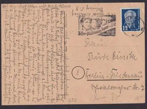 DDR Brief EF Pieck Postkarte mit Fahnenstempel Gera Treffen der friedliebenden