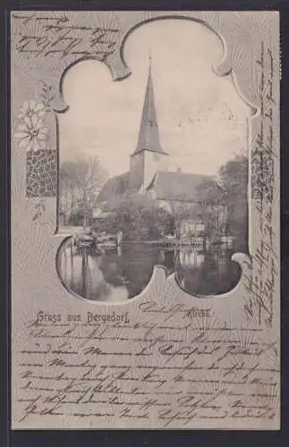 Ansichtskarte Bergedorf Kirche Zierkarte Hamburg nach Altona 16.08.1901