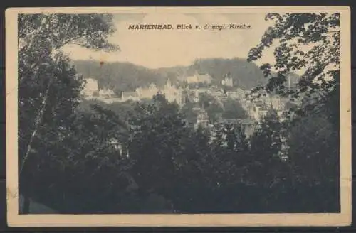 Ansichtskarte Marienbad Westböhmen Tschechien englische Kirche 1932 nach Riga