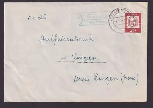 Geeste über Meppen Bundesrepublik Landpoststempel Brief EF Bedeutende Deutsche