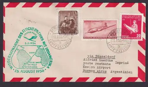 Flugpost Brief Air Mail Lufthansa Wiederaufnahme Südamerika DDR Zuleitung Buenos