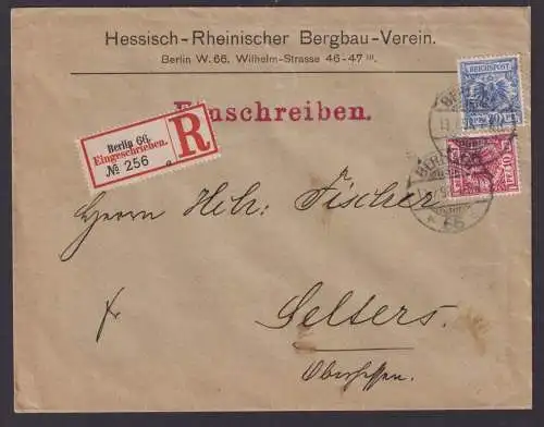 Deutsches Reich R Brief MIF 10+20 Pfg Adler Reichspost Berlin Reklame Hessisch