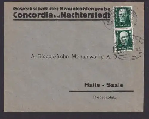 Bahnpost Deutsches Reich MEF 403 Nothilfe Hindenburg Reichspräsident Halle