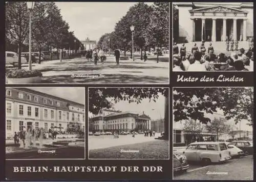 Ansichtskarte Berlin Hauptstadt der DDR mit Brandenburger Tor Operncafe Oper