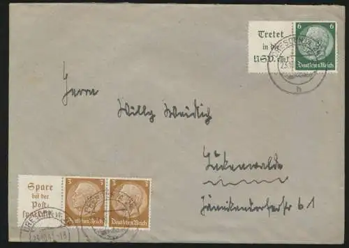 Deutsche Reich Brief Zusammendrucke Dresden 23.10.1941