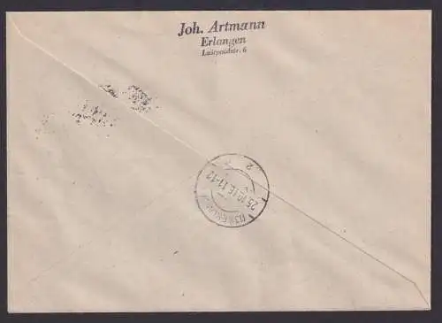 Bizone AM-Post Brief MIF 35 + 21 Erlangen 25.10.1945 Kat.-Wert 450,00 €