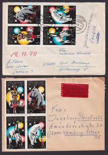 Briefmarken DDR Lot Sammlung Zirkus Zusammendrucke Briefe 2364-67 Festpreis 90,-