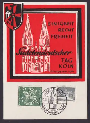 Köln Deutz Bund Postkarte Sudetendeutscher Tag Pfingten 1961