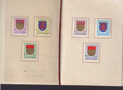 Luxemburg 2 Geschenkhefte Kantonalwappen 1957 + 1959 mit 575-580 und 612-617