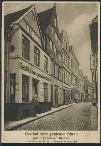 Ansichtskarte Bremen Gasthof zum goldenen Bären Joh. F. Lahmeyer Hankenstr. 25