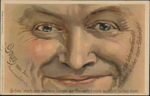 Künstler Ansichtskarte Motiv Lachen Gesicht Verlag Nordwest Anitquariat Bremen