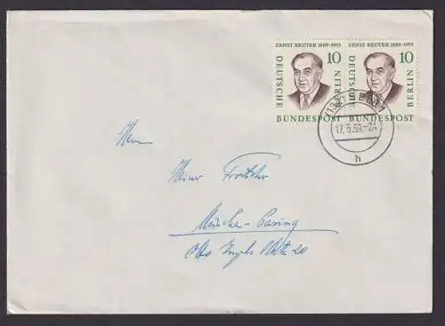 Berlin Brief MEF 165 10 Pfg. Männer im Paar Selb n. München Gassing Zweierblock