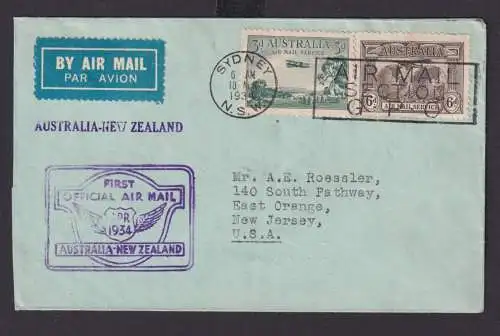 Flugpost airmail Australien Brief Sydney SECTION GPO East Orange New Jersey