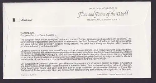 Yugoslavia Jugoslawien Europa Fauna Fische Flussbarsch schöner Künstler Brief