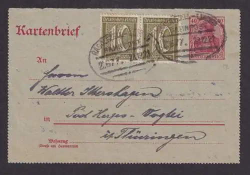 Bahnpost Deutsches Reich Ganzsache Kartenbrief germaniia + ZuF Ziffer Radolfzell