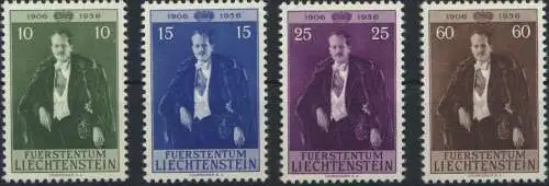 Liechtenstein 348-351 Geburtstag Fürst Franz J. Ausgabe 1956 tadellos Kat 25,00