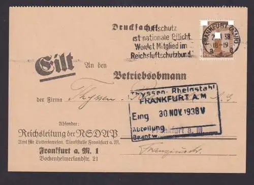 Deutsches Reich EF Dienst D 145 Frankfurt Main Reichsleitung NSDAP Lotterie