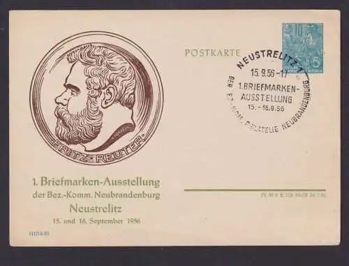 DDR Privatganzsache Neustrelitz Briefmarkenausstellung Philatelie WST