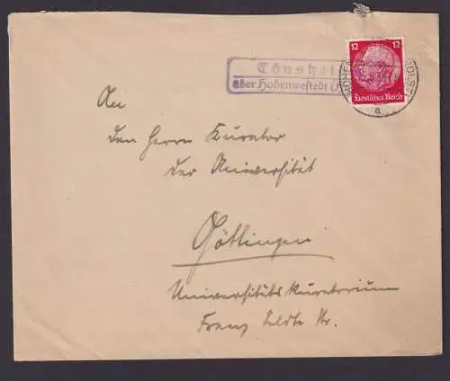Deutsches Reich Tönsheide Hohenwestedt Schleswig Holstein Brief Göttingen
