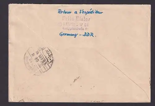 Flugpost Brief Airmail MEF Lufthansa Wiederaufnahme Naher Osten DDR Zuleitung