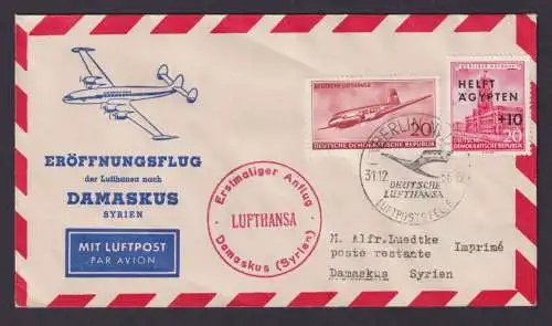 Flugpost Brief Air Mail Lufthansa Berlin Damaskus Syrien DDR Marke Ägypten