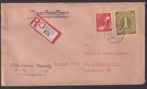 All. Besetzung R Brief MIF 937 + 945 Not R-Zettel Uslar St. Ingbert 1.12.1947
