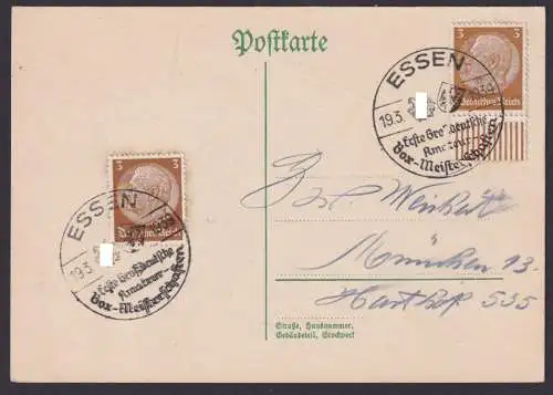 Postkarte Deutsches Reich Essen München selt. SST Erste Großdeutsche Amateur Box