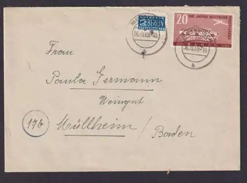 Franz. Zone Messkirch Baden Brief EF 55 Philatelie 100 Jahre Briefmarken Kat 50