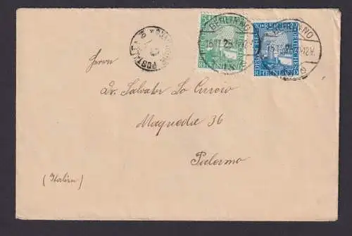 Deutsches Reich Brief MIF Rheinalnd 372 + 374 Berlin NO nach Palermo Italien