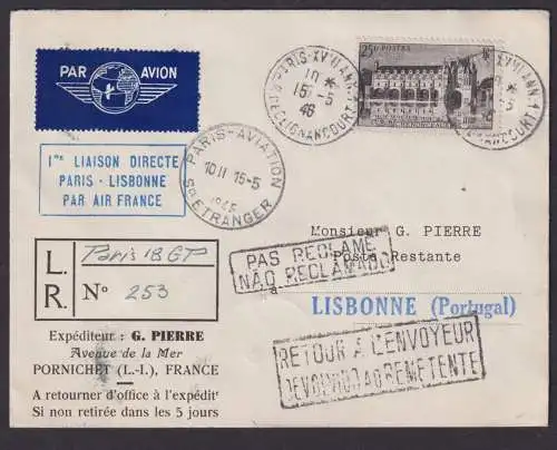 Flugpost Brief Air Mail Air France R Brief Paris Frankreich Lissabonn Portugal