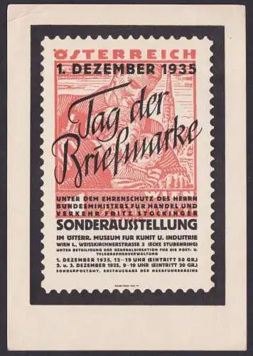 Postkarte Philatelie Tag d. Briefmarke Österreich Philatelisten Verein Weltkugel