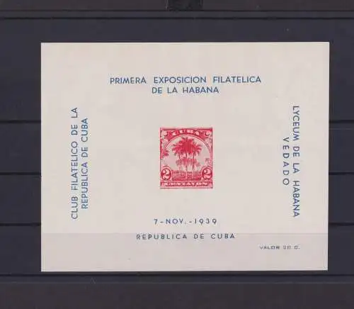 Übersee Karibik Cuba Block Luxus postfrisch Philatelie Briefmarken Ausstellung