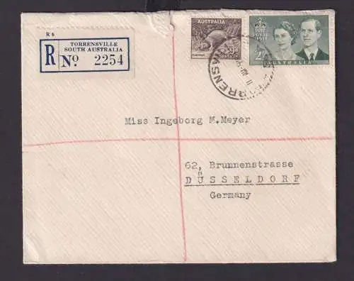 Australien R Brief Torrensvill South Australia Düsseldorf via Adelaide 1954