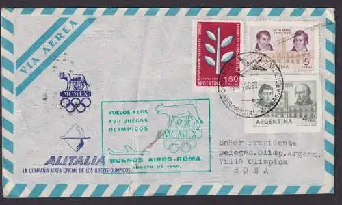 Flugpost Brief Air Mail Argentinien 725 Rvolution ungezähnt Alitalia Olympia auf