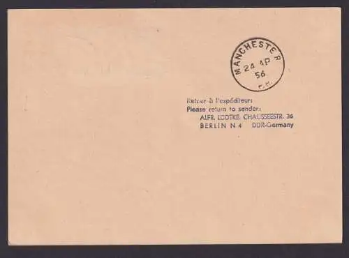 Flugpost Brief Air Mail DDR Pieck Ganzsache Lufthansa Hamburg Manchester