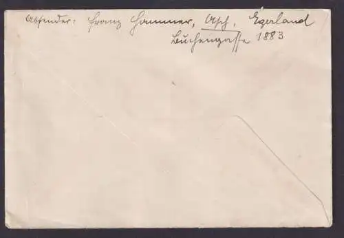 Asch Egerland Deutsches Reich Brief EF Flugpost Zeppelin Neustadt Schwarzwald