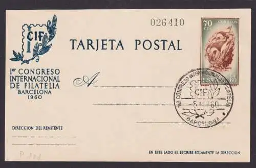 Barcelona Spanien Ganzsache P 101 mit SST Philatelie Congress 1960