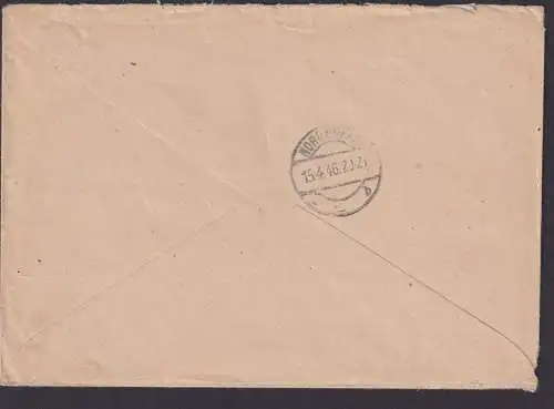 Bizone 35 BZ R Brief MIF Köln Niehl nach Nordenham 11.4.1946 Kat.-Wert 600,00