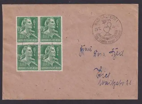 Deutsches Reich Brief MEF 894 Viererblock Bad Gastein Österreich SST Block Kiel